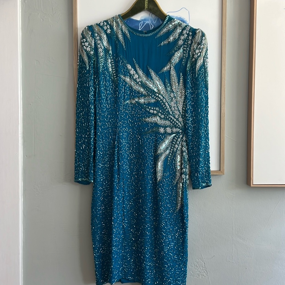 A.J. Bari vintage real beaded midi dress size 6